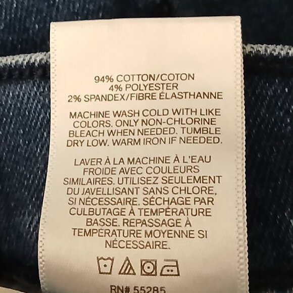 Express Jeans 2 Short Slim Ankle Super High Rise Dark Blue Denim Stretch - Picture 9 of 9